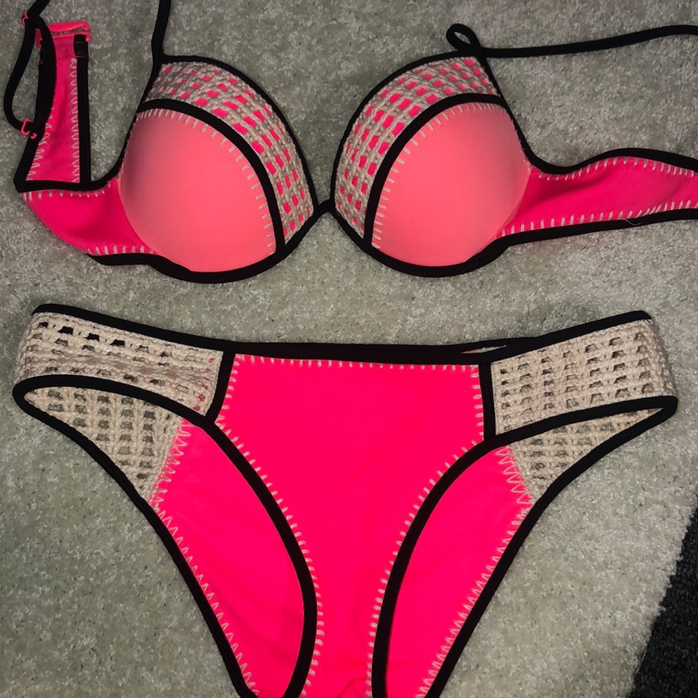 Victoria Secret pink crochet bikini set